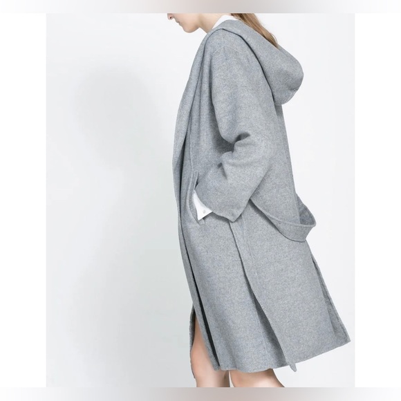 ZARA studio handmade grey wool draped waterfall coat with belt,  new 
Medium M - Picture 3 of 9